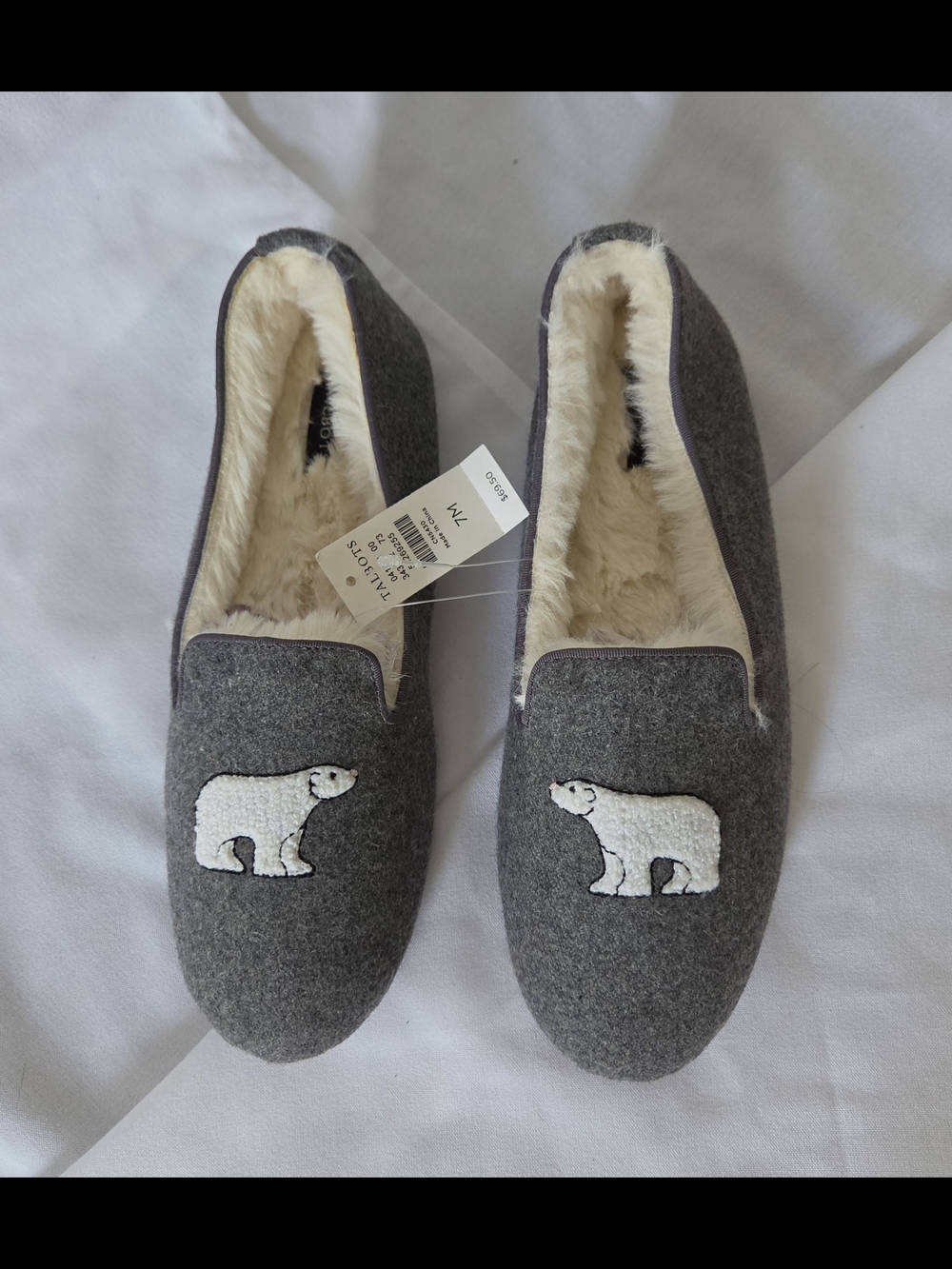 Talbots Gray Slip-On Plush Lined Slippers